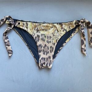 Versace Baroque Leopard Gold Shimmer Bikini Bottoms M roberto cavalli dior gucci